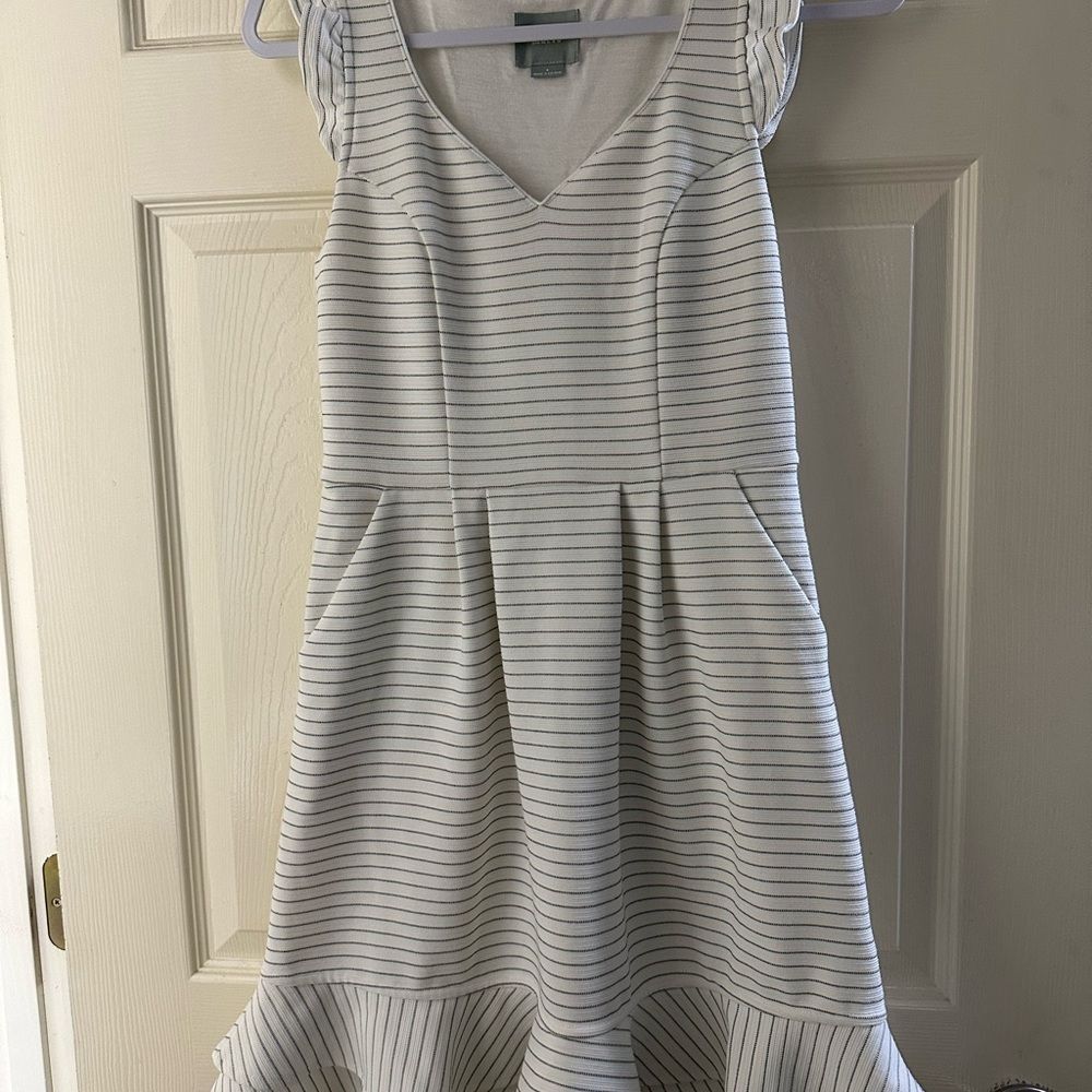 Maeve White Striped Mini Dress